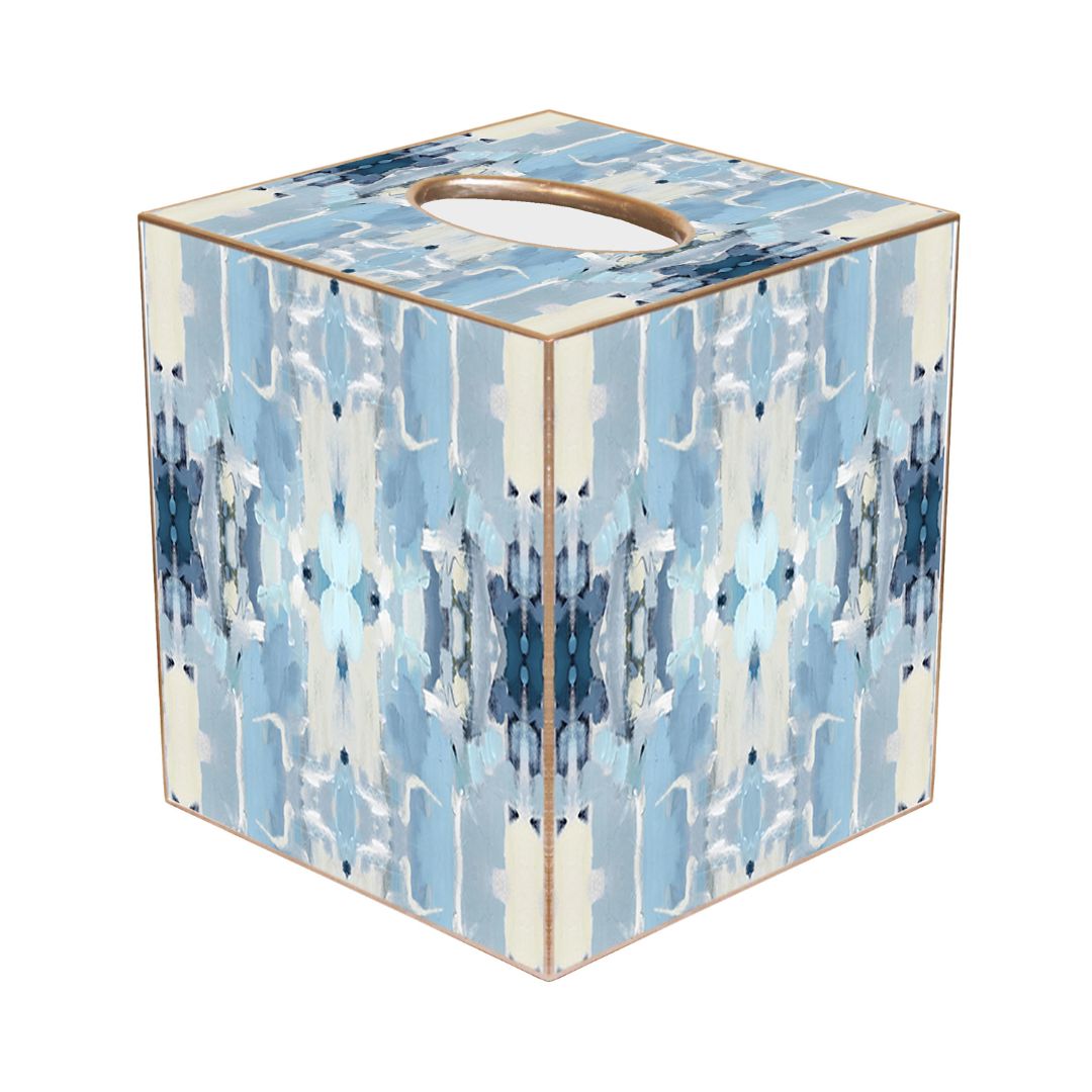 Blue diamond pattern paper-cut tissue box