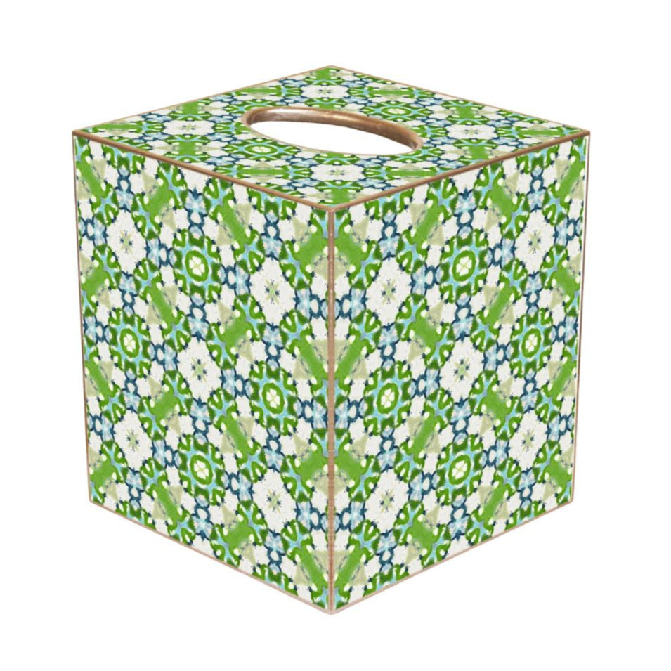 Green flower paper-cut tissue box