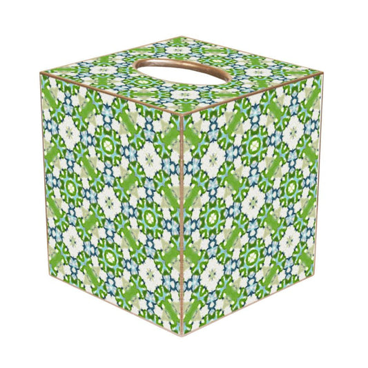 Green flower paper-cut tissue box