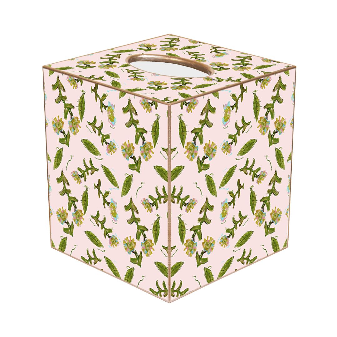 Pink Leaf Paper-cut Tissue Box